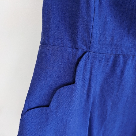 COPE | Blue Scallop-Trim Linen Blend Dress Size XS - Picture 6 of 9